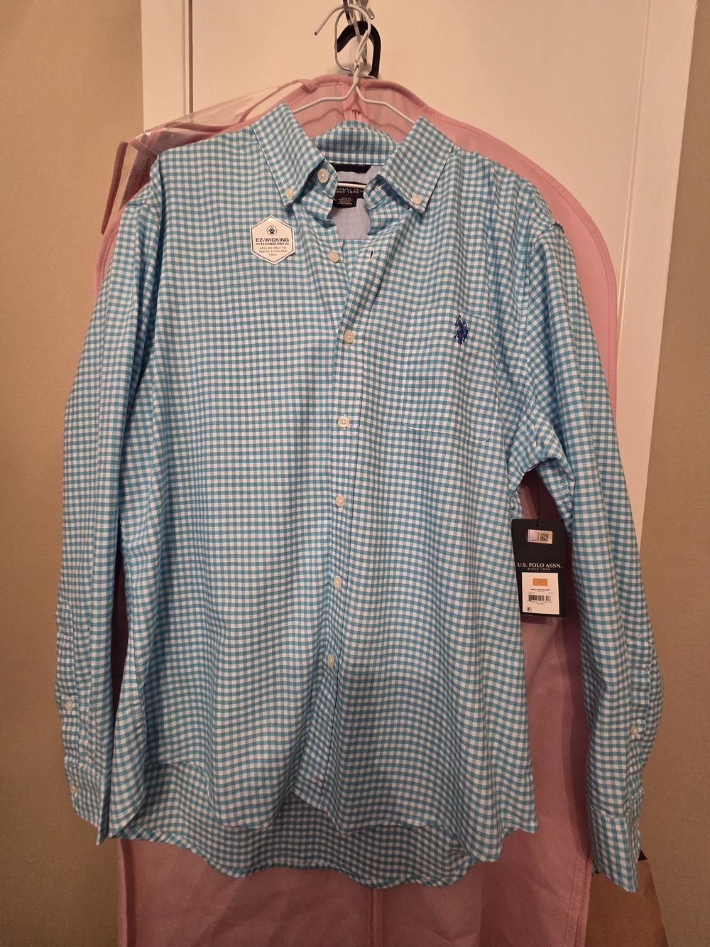 U.S. Polo Assn. Men’s Aqua Gingham Button-Down Shirt